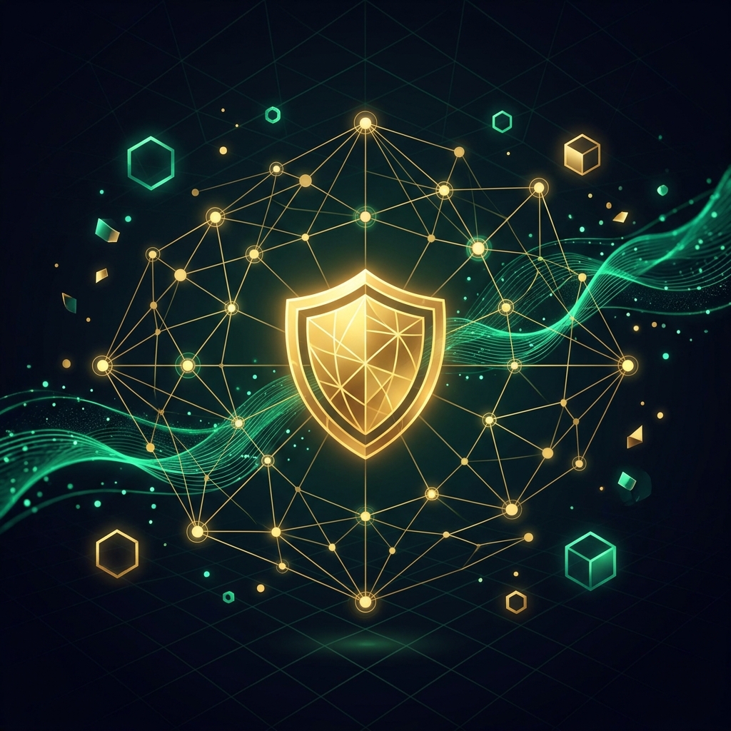 Abstract visualization of financial security and team collaboration